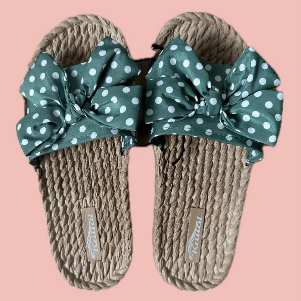 🧡 2 for 10$ Kauai Polka Dot Bow Slides Coquette